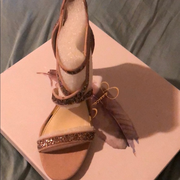 Jessica Simpson Champagne Glitter Ellenie Sandals - Picture 3 of 6